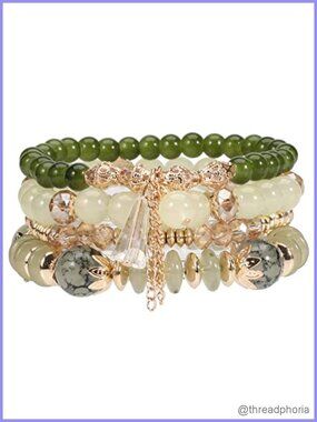 Bohemian Multilayer Stackable Beaded Bracelets Set Crystal Glass Stretch
